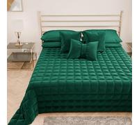 PETTI ARTIGIANI ITALIANI - Colcha Cama de Plaza y Media en Suave Terciopelo 220x260 cm, Edredón de Primavera y Otoño, Verde Esmeralda, 100%