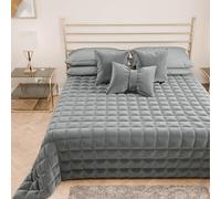 PETTI ARTIGIANI ITALIANI - Colcha Cama Individual en Suave Terciopelo 160x260 cm, Edredón de Primavera y Otoño, Gris Oscuro, 100%