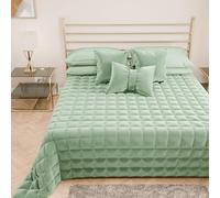 PETTI ARTIGIANI ITALIANI - Colcha Cama Individual en Suave Terciopelo 160x260 cm, Edredón de Primavera y Otoño, Verde, 100%