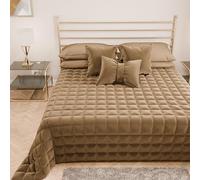 PETTI ARTIGIANI ITALIANI - Colcha Cama Individual en Suave Terciopelo 160x260 cm, Edredón de Primavera y Otoño, Beige, 100%