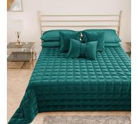 PETTI ARTIGIANI ITALIANI - Colcha Cama Matrimonial en Suave y Cálido Terciopelo 270x260 cm, Edredón de Primavera y Otoño, Verde Oscuro, 100%