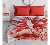 PETTI Artigiani Italiani - Colcha de una Plaza y Media para Primavera y Verano, Manta Ligera de una Plaza y Media, sábanas cubrecama, Palma roja, 100% Made in Italy