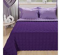 PETTI ARTIGIANI ITALIANI - Colcha en Microfibra Doble Reversible 240x260 cm, Cubre Cama Primavera Doble, Edredón 2 Personas, Lila Violeta