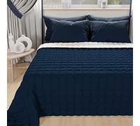 PETTI ARTIGIANI ITALIANI - Colcha en Microfibra Doble Reversible 240x260 cm, Cubre Cama Primavera Doble, Edredón 2 Personas, Azul Blanco