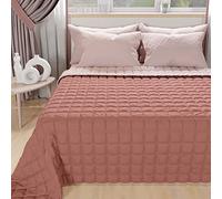PETTI ARTIGIANI ITALIANI - Colcha en Microfibra Doble Reversible 240x260 cm, Cubre Cama Primavera Doble, Edredón 2 Personas, Rosa