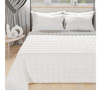PETTI ARTIGIANI ITALIANI - Colcha Maxi Doble Reversible 270x260 cm en Microfibra, Cubre Cama Primavera Maxi Doble, Colchas Reversible 2 Personas, Blanco Gris, 100% Fabricado en Italia