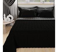 PETTI ARTIGIANI ITALIANI - Colcha en Microfibra Maxi Doble Reversible 270x260 cm, Cubre Cama Primavera, Colchas 2 Personas, Negro Gris