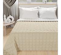 PETTI ARTIGIANI ITALIANI - Colcha en Microfibra Maxi Doble Reversible 270x260 cm, Cubre Cama Primavera, Colchas 2 Personas, Blanco Beis
