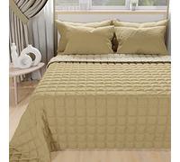 PETTI ARTIGIANI ITALIANI - Colcha en Microfibra Maxi Doble Reversible 270x260 cm, Cubre Cama Primavera, Colchas 2 Personas, Beis
