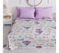 PETTI Artigiani Italiani - Colcha Individual para niño y niña, Primavera y Verano, 165 x 260 cm, Manta Ligera de una Plaza con Estampado de Gatito Unicornio, 100% Fabricada en Italia