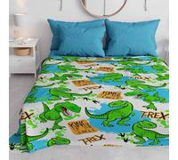 PETTI Artigiani Italiani - Colcha para niño o niña, Primavera y Verano, 265 x 260 cm, Manta Ligera de 2 plazas, diseño T-Rex, 100% Fabricada en Italia
