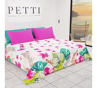 PETTI Artigiani Italiani - Colcha Verano Primavera Un Cuadrado y Medio Diseño Tropical 02 100% Microfibra Hipoalergénica 100% Fabricado en Italia