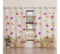 PETTI Artigiani Italiani - Cortinas de paneles para interior con anillos, 2 unidades, 140 x 280 cm, cortinas para dormitorio y sala de estar, oscurecidas, aislantes y modernas, mariposas, 100% Made in
