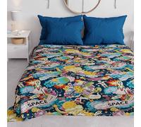 PETTI Artigiani Italiani, Cubrecamas Infantil Individual, Primavera/Verano, Manta Ligera de una Plaza de 165 x 260 cm, con Estampado Espacial, 100% Made in Italy