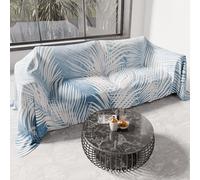 PETTI ARTIGIANI ITALIANI - Cubresofá Multiuso de Microfibra 180x270 cm, Diseño Hoja Celeste| Funda para Sofá Antimanchas, Colcha y Cubremesa | Protector Lavable para Sofás y Muebles