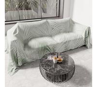 PETTI ARTIGIANI ITALIANI - Cubresofá Multiuso de Microfibra 180x270 cm, Diseño Hoja Salvia| Funda para Sofá Antimanchas, Colcha y Cubremesa | Protector Lavable para Sofás y Muebles
