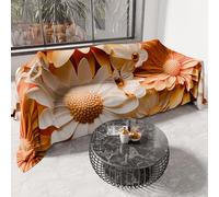 PETTI ARTIGIANI ITALIANI - Cubresofá Multiuso de Microfibra Antimanchas, Diseño 05 Floral 2, Lavable y Protector para Sofá, Colcha y Cubremesa - 500x270 cm - Made in Italy