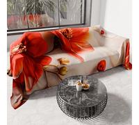 PETTI ARTIGIANI ITALIANI - Cubresofá Multiuso de Microfibra Antimanchas, Diseño 06 Floral 2, Lavable y Protector para Sofá, Colcha y Cubremesa - 360x270 cm - Made in Italy