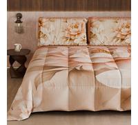 Petti Artigiani Italiani - Edredón de Invierno, edredón de Invierno, edredón de Matrimonio Reversible de una Cara con Tinte Uniforme y Estampado Floral Digital 25 26, 100% Microfibra, Fabricado en