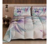 Petti Artigiani Italiani - Edredón de Invierno, edredón de Invierno, edredón de una Plaza y Media Reversible de una Cara, Tinta Unita y Estampado Floral Digital 04 159, 100% Microfibra, Fabricado en