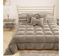 PETTI ARTIGIANI ITALIANI - Edredón de Invierno para Cama 160/180-240 x 260 cm en Terciopelo, Colcha Doble Cara Hipoalergénica 350 g/m², Manta Cálida, Marrón Fango, Made in Italy