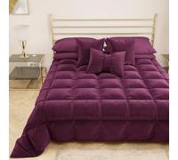 PETTI ARTIGIANI ITALIANI - Edredón de Invierno para Cama 160/180-240 x 260 cm en Terciopelo, Colcha Doble Cara Hipoalergénica 350 g/m², Manta Cálida, Ciruela, Made in Italy