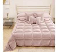 PETTI ARTIGIANI ITALIANI - Edredón de Invierno para Cama 80/90-160 x 260 cm en Terciopelo, Colcha Doble Cara Hipoalergénica 350 g/m², Manta Cálida, Rosa Empolvado, Made in Italy