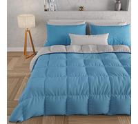 PETTI Artigiani Italiani - Edredón de Matrimonio de Invierno, edredón Doble, Color Liso, Doble Cara, Color Azul, 100% Fabricado en Italia