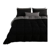 PETTI Artigiani Italiani - Edredón de Matrimonio de Invierno, edredón Doble, Color Liso, Doble Cara, Negro, 100% Fabricado en Italia