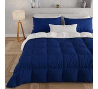 PETTI Artigiani Italiani - Edredón de Matrimonio Maxi de Invierno, edredón de Matrimonio Maxi, Color Liso, Doble Cara, Azul Nocturno, Blanco, 100% Fabricado en Italia