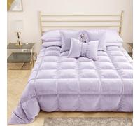 PETTI Artigiani Italiani - Edredón de Suave y cálido Terciopelo 350 g/m², edredón de Matrimonio, Reversible, Colcha matrimonial: 260 x 270 cm, Lila, 100% Made in Italy