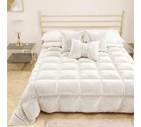 PETTI Artigiani Italiani - Edredón de Suave y cálido Terciopelo 350 g/m², edredón de Matrimonio, Reversible, edredón matrimonial: 260 x 270 cm, Blanco, 100% Fabricado en Italia