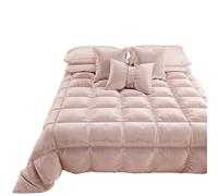 PETTI Artigiani Italiani - Edredón de Suave y cálido Terciopelo 350 g/m², edredón de Matrimonio, Reversible, edredón matrimonial: 260 x 270 cm, Color Polvo, 100% Fabricado en Italia
