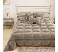 Petti Artigiani Italiani - Edredón de Suave y cálido Terciopelo 350 g/m², edredón de Matrimonio, Reversible, edredón matrimonial: 260 x 270 cm, Barro, 100% Fabricado en Italia