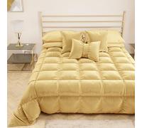 PETTI Artigiani Italiani - Edredón de Suave y cálido Terciopelo 350 g/m², edredón de Matrimonio, Reversible, edredón matrimonial: 260 x 270 cm, Dorado, 100% Fabricado en Italia
