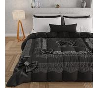 PETTI Artigiani Italiani - Edredón Individual de Invierno, edredón Individual, Colcha Reversible Monocolor e impresión Digital con Lazo de Diamantes, Fabricado en Italia