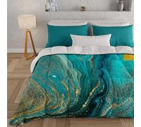 PETTI Artigiani Italiani - Edredón Individual de Invierno, edredón Individual, Colcha Reversible Monocolor e impresión Digital de mármol Verde, Fabricado en Italia