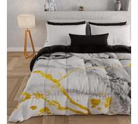 PETTI Artigiani Italiani - Edredón Individual de Invierno, edredón Individual, Colcha Reversible Monocolor e impresión Digital mármol Gris Claro, Fabricado en Italia