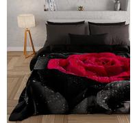 PETTI Artigiani Italiani, Edredon Nórdico de Microfibra, Otoño-Invierno, 100% Made In Italy, Rosas Negras, Cama 135 (120/130 x 190/200 cm)