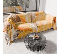 PETTI ARTIGIANI ITALIANI - Funda de sofá de Microfibra, 130 x 270 cm, Estampado de Palmeras Amarillas | Multiusos para sofás, colchas y manteles | Funda Protectora Lavable