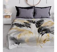 PETTI ARTIGIANI ITALIANI - Funda de sofá de Microfibra, 180 x 270 cm, Estampado de Palmeras Negras | Multiusos para sofás, colchas y manteles | Funda Protectora Lavable