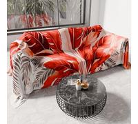 PETTI ARTIGIANI ITALIANI - Funda de sofá de Microfibra, 400 x 270 cm, Estampado de Palmeras Rojas | Multiusos para sofás, colchas y manteles | Funda Protectora Lavable