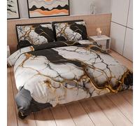 PETTI ARTIGIANI ITALIANI - Funda Nórdica 1 Plaza 160x200 cm (1 Funda de Almohada 50x80 cm incluida), Juego de Cama de Microfibra Estampado Mármol Glidenite - Fabricado en Italia