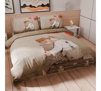 PETTI ARTIGIANI ITALIANI - Funda Nórdica 1 Plaza 200x135 cm (1 Funda de Almohada 80x80 cm incluida), Juego de Cama de Microfibra Estampado Beso - Fabricado en Italia