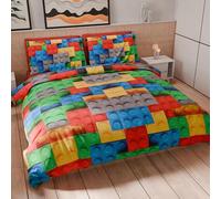 PETTI ARTIGIANI ITALIANI - Funda Nórdica 1 Plaza Maxi 220x155 cm (1 Funda de Almohada 80x80 cm incluida), Juego de Cama de Microfibra Estampado Ladrillos - Fabricado en Italia