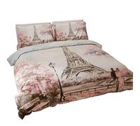 PETTI ARTIGIANI ITALIANI - Funda Nórdica 2 Plazas 250x200 cm (2 Fundas de Almohada 50x80 cm Incluidas), Juego de Cama de Microfibra Estampado Paris - Fabricado en Italia