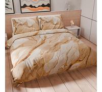 PETTI ARTIGIANI ITALIANI - Funda Nórdica 2 Plazas 250x200 cm (2 Fundas de Almohada 50x80 cm Incluidas), Juego de Cama de Microfibra Estampado Mármol Doracream - Fabricado en Italia