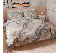 PETTI ARTIGIANI ITALIANI - Funda Nórdica 2 Plazas 250x200 cm (2 Fundas de Almohada 50x80 cm Incluidas), Juego de Cama de Microfibra Estampado Mármol Grafylux - Fabricado en Italia