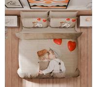 Petti Artigiani Italiani - Funda nórdica de 2 plazas de 240 x 220 cm (2 Fundas de Almohada de 50 x 80 cm Incluidas), Juego de Microfibra con Estampado de Bisou - Fabricado en Italia