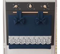 PETTI ARTIGIANI ITALIANI - Funda para Horno con Encaje de Saint-Gall, Cubrehornos de Algodón, 50x42 cm, Azul Noche, Accesorios de Cocina 100%